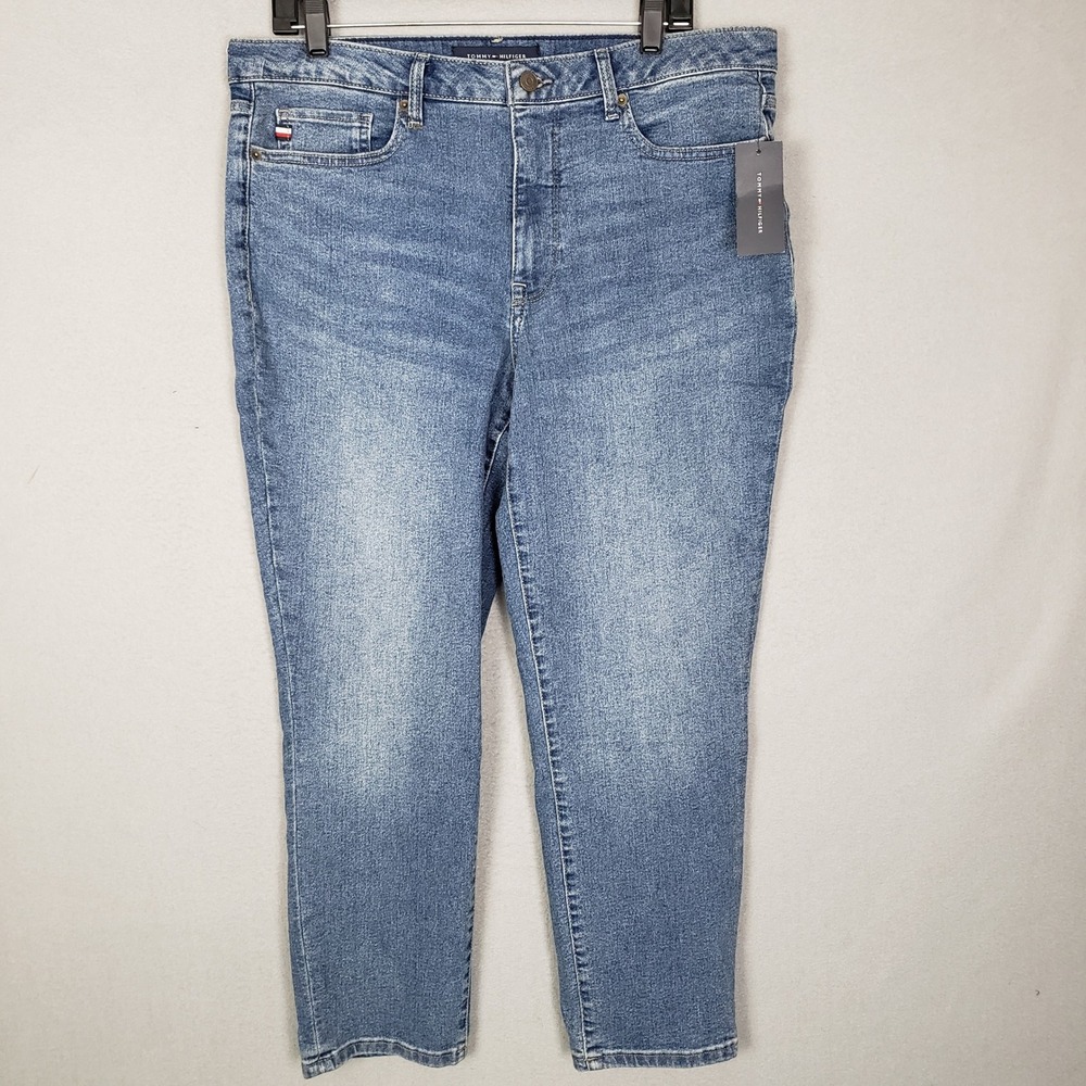 Tommy Hilfiger Women's Straight Leg Mom Jeans Blue Denim Casual Classic Size 14